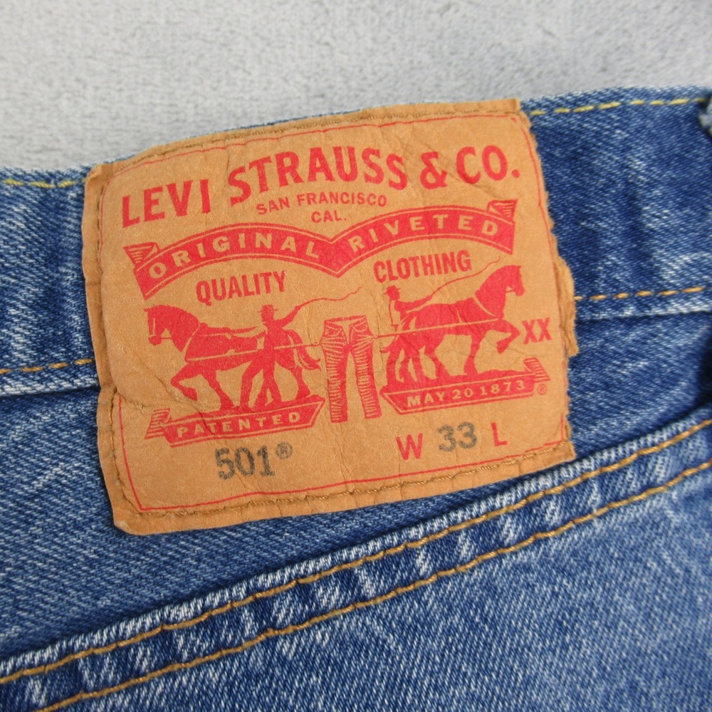 Levis 501 Mens Blue Denim Jean Shorts Size 33 Button Fly 36512-0057 Medium Wash - Picture 8 of 12